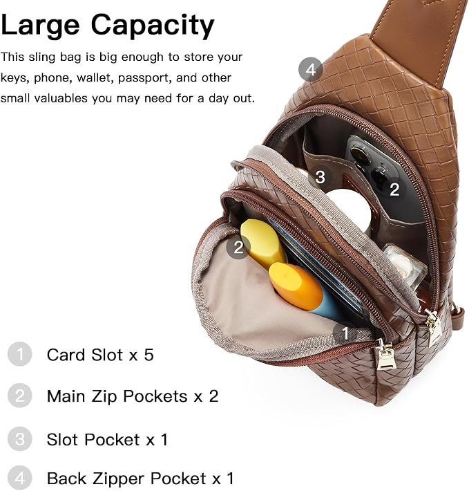 Telena Small Sling Bag for Women Leather Crossbody Fanny Packs Chest Bag for - Image 2