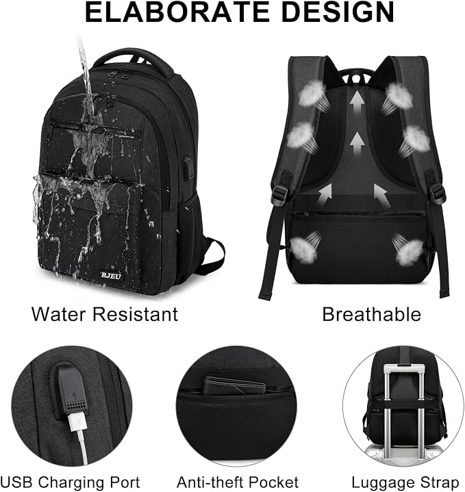 School Backpack for Teen Boys 15.6 Inch, USB Charging Port & Anti-Theft Water - Image 5