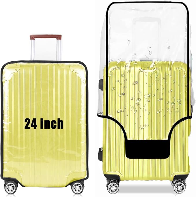 24 Inch Clear PVC Luggage Cover, 0.2mm Thick Lightweight Waterproof, by Gigabit