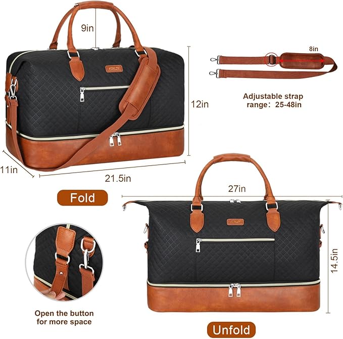 Weekender Bag for Women, Travel Duffel Bag Carry On Overnight Bag - Image 6