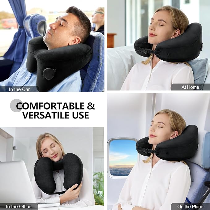 Sunany Neck Pillow for Travel Inflatable Airplane Pillow Comfortably Supports - Image 2