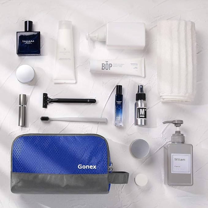 Gonex Travel Toiletry Bag Nylon, Dopp Kit Shaving Bag Toiletry Organizer Blue - Image 6