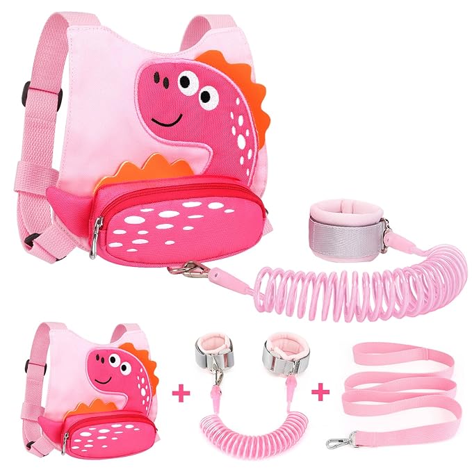Toddler Leash Harness + Anti Lost Wrist Link, Accmor Cute Dinosaur Kids by Accmor