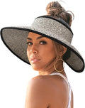 FURTALK Sun Hats for Women Wide Brim Beach Hat Straw Visor Ponytail Summer UV by FURTALK