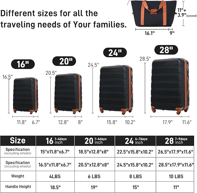 Merax Luggage sets of 13 Piece 16 20 24 28 IN Carry on Luggage sets 4 piece - Image 2