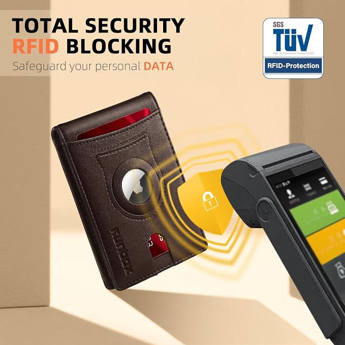 RUNBOX AirTag-Wallet-Mens-Slim-RFID Blocking Wallets Leather - Image 5