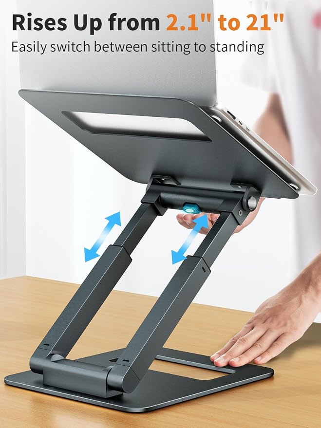 tounee Laptop Stand for Desk Adjustable Height, Telescopic Computer Stand - Image 3