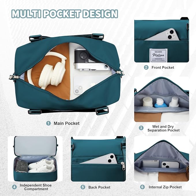 Travel Duffel Bag, Sports Tote Gym Bag, Shoulder Weekender Overnight Bag - Image 6