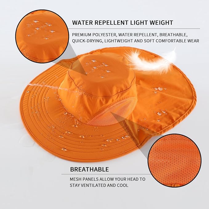 Home Prefer Outdoor UPF50+ Sun Hat Wide Brim Mesh Fishing Hat - Image 3