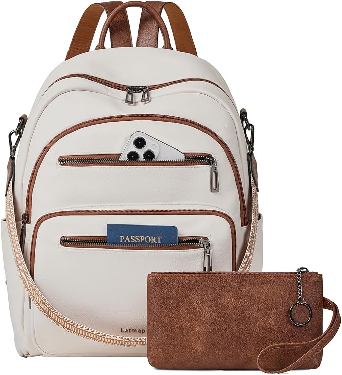 Backpack Purse for Women Laptop Backpack, Leather Travel Backpack Shoulder Bag by LATMAP