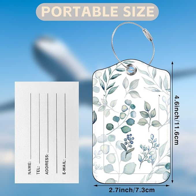 2 Pcs Green Eucalyptus Leaves Luggage Tags - Image 2