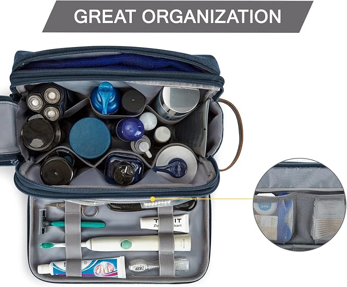 BAGSMART Toiletry Bag for Men, Canvas Travel Toiletry Organizer Dopp Kit - Image 2