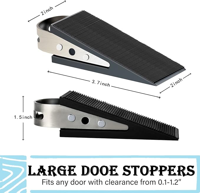 Shackcom Rubber Door Stopper Wedge, 6 Pack Black Heavy Duty Door Stop Suitable - Image 2