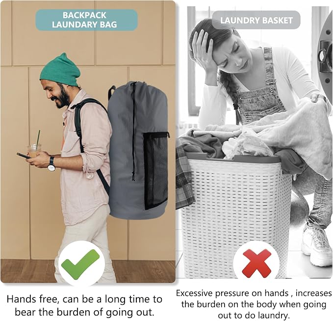 Laundry Bag Backpack, Extra Large Travel Laundry Bag - Image 5