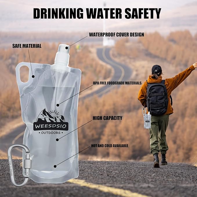 5-Pack 1L Hiking Collapsible Water Bottles - Image 6