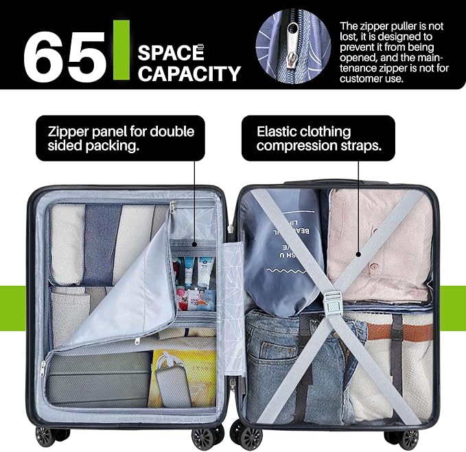 AnyZip Suitcase Hardside PC ABS Lightweight USB Luggage - Image 5