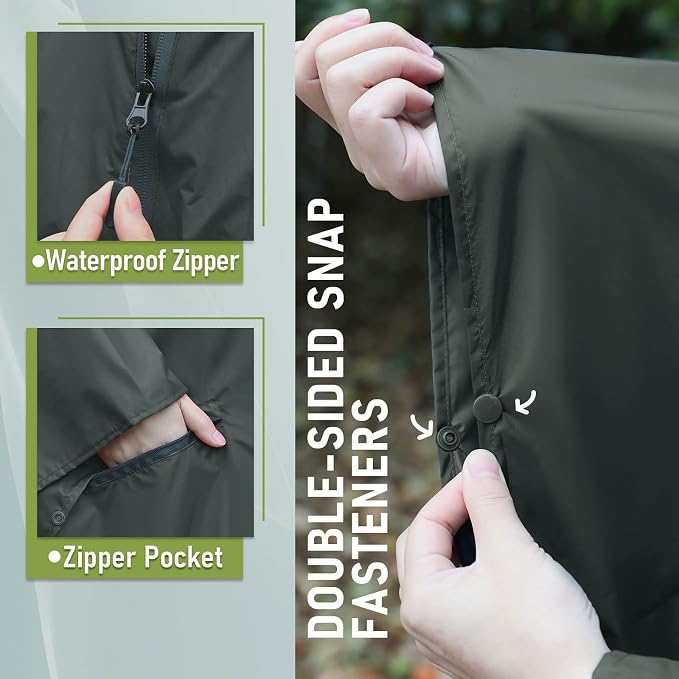 SaphiRose Unisex Rain Poncho Raincoat Hooded - Image 4
