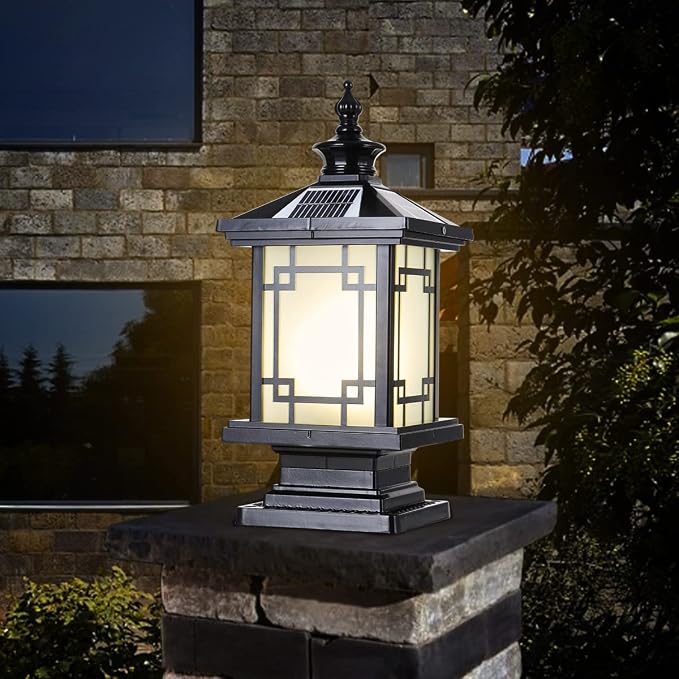LED Solar Post Light Outdoor, Aluminum Fence Post Cap Lamp Remote Control by PTOUG