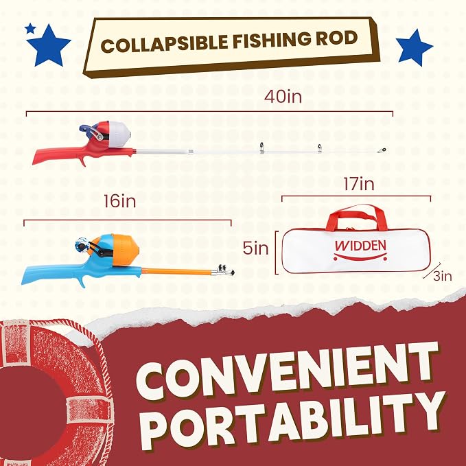 Kids Fishing Pole, Telescopic Fishing Rod, Toddler Collapsible Fishing Rod and - Image 2