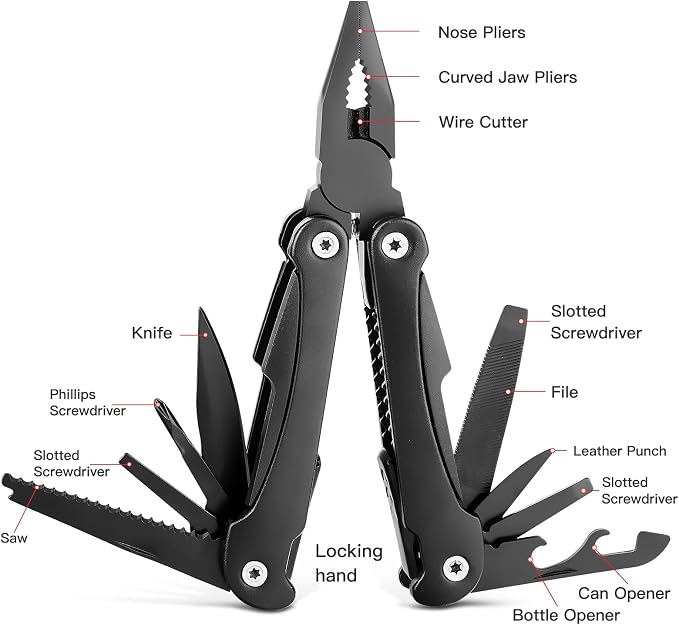 14 IN 1 Multitool Pliers with Pocket Clip, Portable Multi Tool, Pocket Knife - Image 2