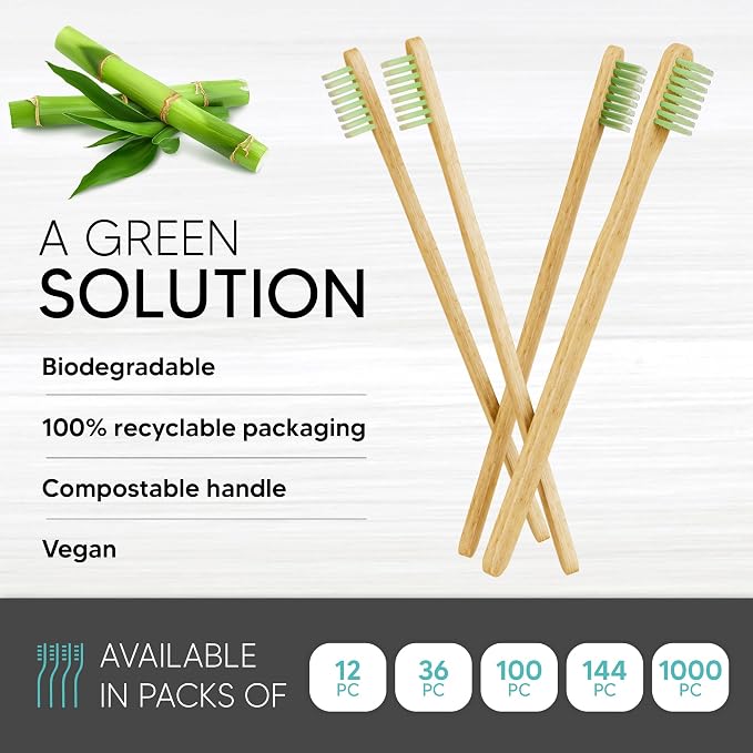 12 Pack Disposable Bamboo Toothbrushes - Image 2