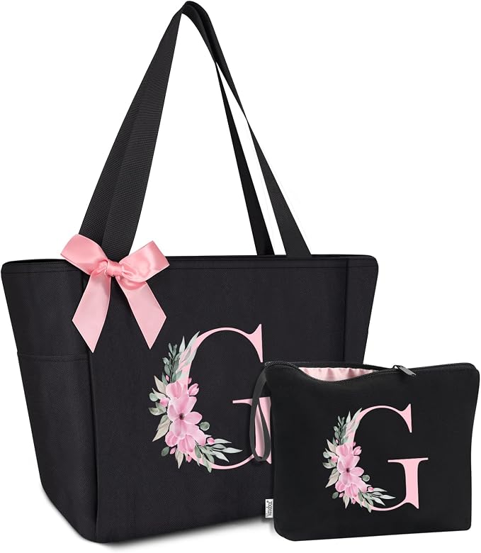 Vavabox Tote Bag, A-Z Initial Monogrammed Waterproof Tote Bag, Bridesmaid Gifts by Vavabox