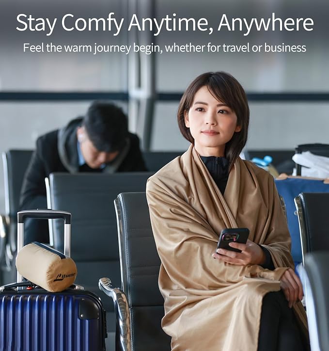 Travel Blanket Lightweight and Breathable, 67 x 48 in Soft Airplane Flight - Image 6