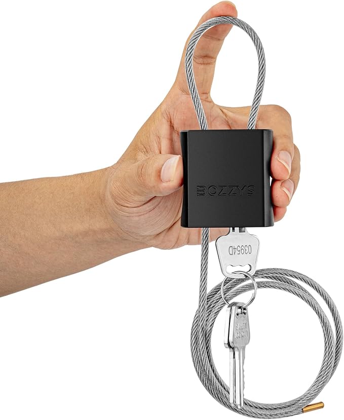 Adjustable Cable Locks with 3 Keys | 3.28ft L x 1/6in D Aluminum Steel Cable by BOZZYS