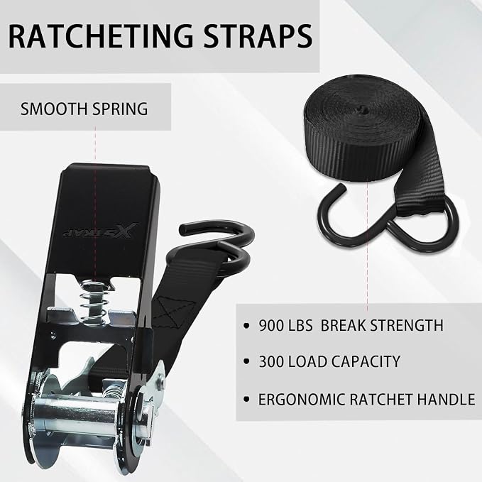 XSTRAP STANDARD Ratchet Tie Down Straps 8PK 1'' x 10 ft - 900 LB Break Strength - Image 7
