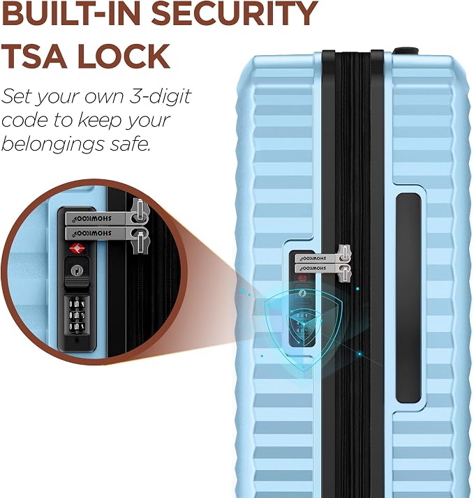 SHOWKOO Luggage Sets 3 Piece Hardside Expandable Suitcase - Image 8