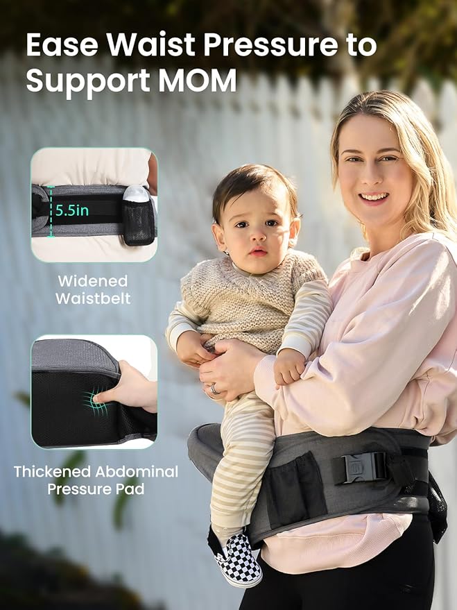 Baby Hip Seat Carrier, GROWNSY Ergonomic Hip Seat Baby Carrier - Image 5