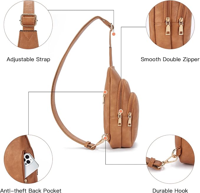 Telena Small Sling Bag for Women Leather Crossbody Fanny Packs Chest Bag for - Image 4