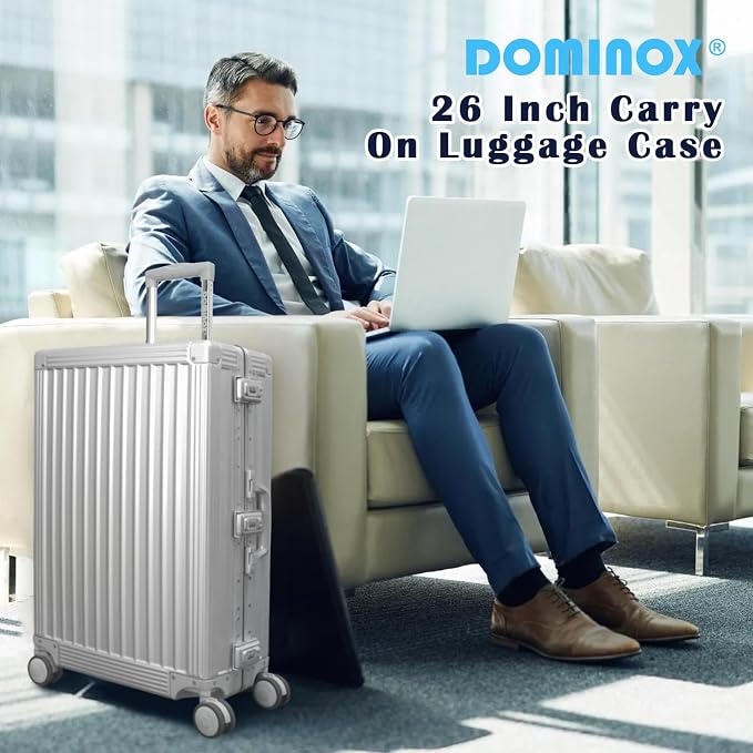 DOMINOX All Aluminum Carry On Luggage Hard Shell Luggage Aluminum Suitcase - Image 7