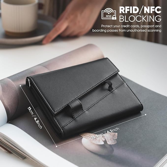 Real Leather Wallet RFID Blocking Passport Holder - Image 5