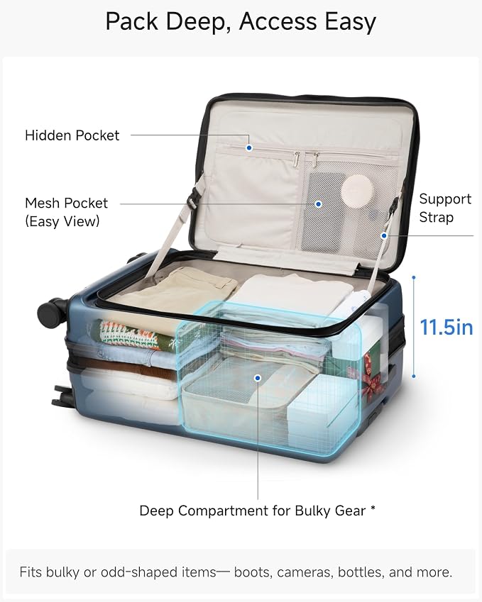 Checked Luggage Top Opening, FLT Expandable Polycarbonate Hard Shell Suitcase - Image 4