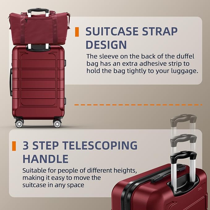 SHOWKOO Luggage Sets Expandable PC+ABS Durable Suitcase Double Wheels TSA Lock - Image 4
