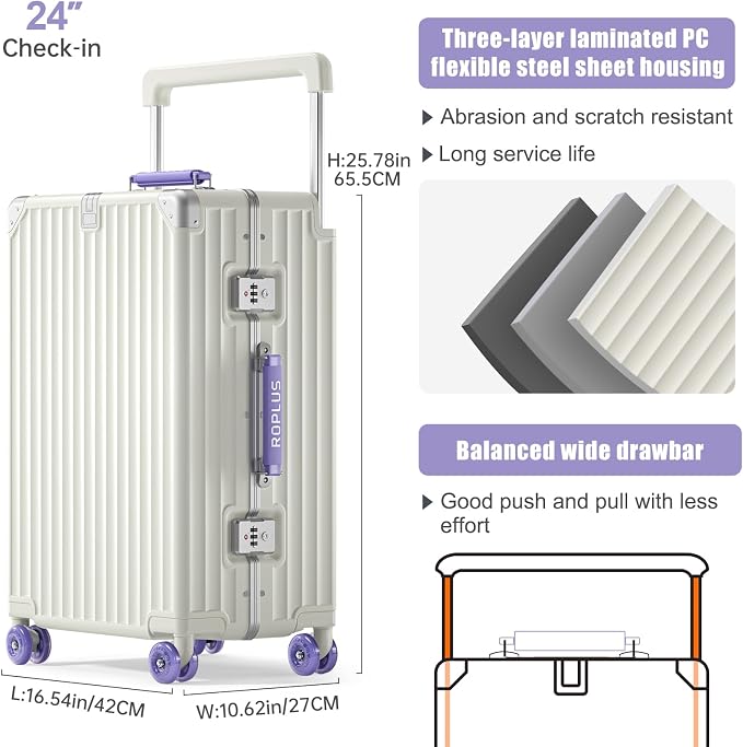 Aluminium Frame Checked-Luggage - Image 6