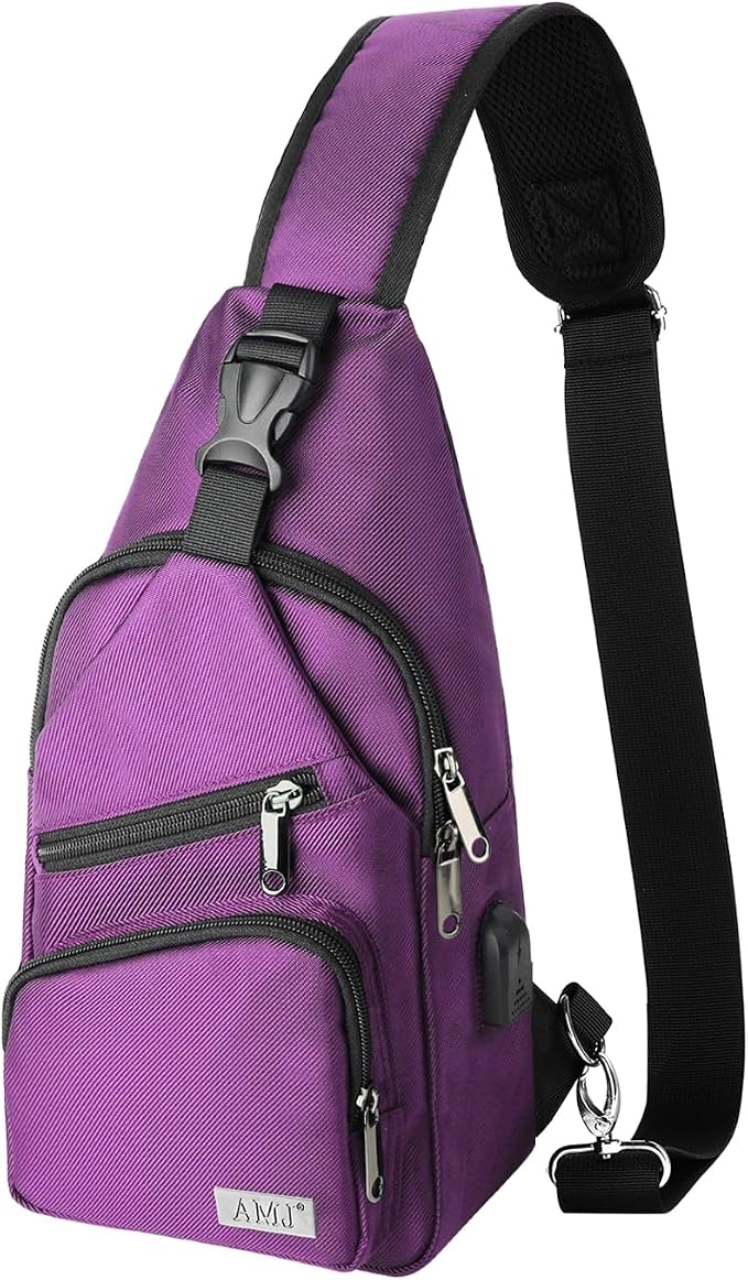 AMJ Crossbody Sling Bag Men Women, Casual Shoulder Backpack, Chest Daypack by AMJ