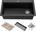 KRAUS Bellucci Workstation 33" Single Bowl Granite Kitchen Sink in Metallic by KRAUS