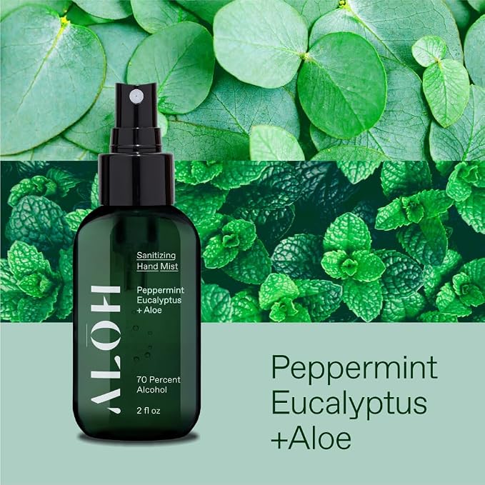 ALŌH Sanitizing Hand Mist 3-pack | Peppermint Eucalyptus + Aloe | 70% Alcohol - Image 4