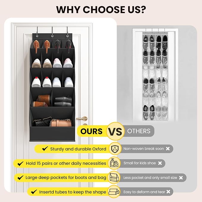 Over the Door Shoe Organizer for Closet, Shoes Rack for Closet - Image 7