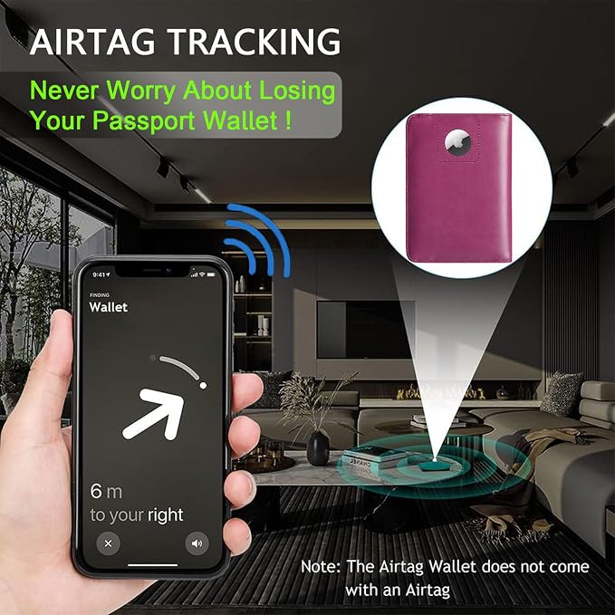 Airtag Passport Holder Cover Wallet Travel Essentials RFID Blocking Leather - Image 6