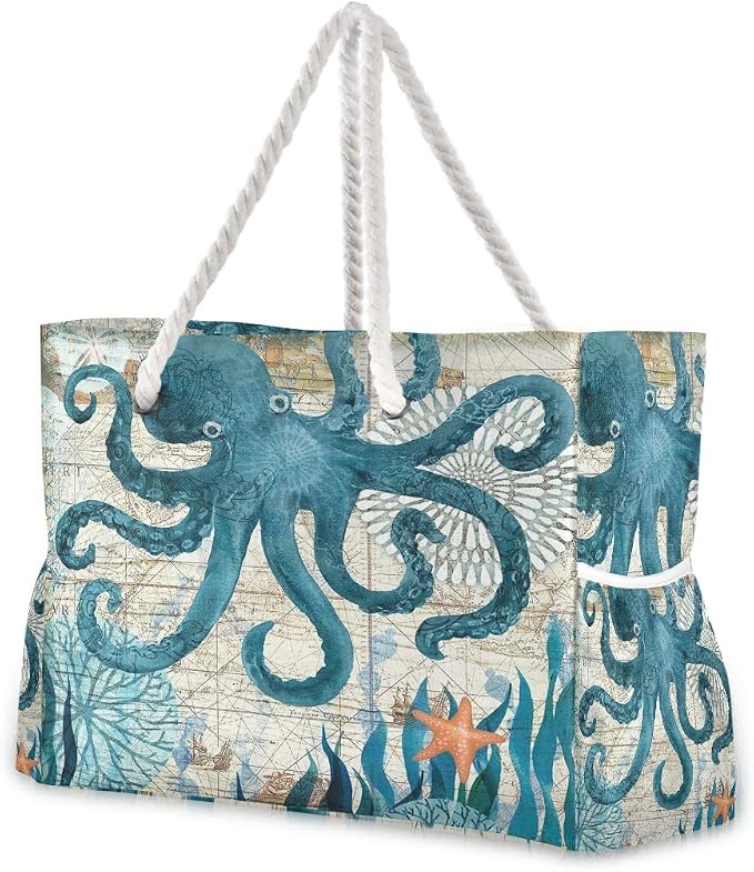 senya Large Beach Bags Totes Canvas Tote Shoulder Bag Soft Wave Water Resistant by senya