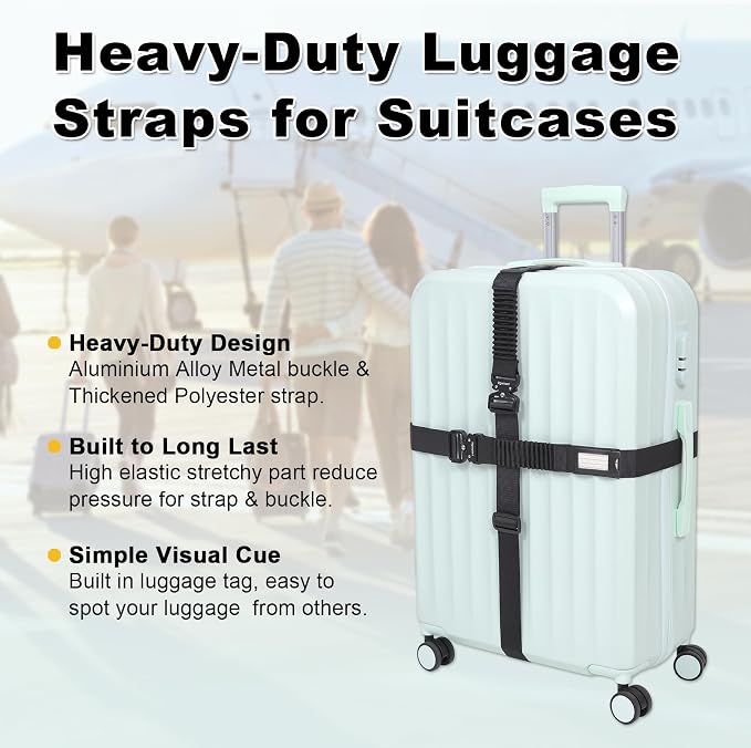 Vigorport Luggage Straps for Suitcases TSA Approved Suitcase Belt, Heavy Duty - Image 6