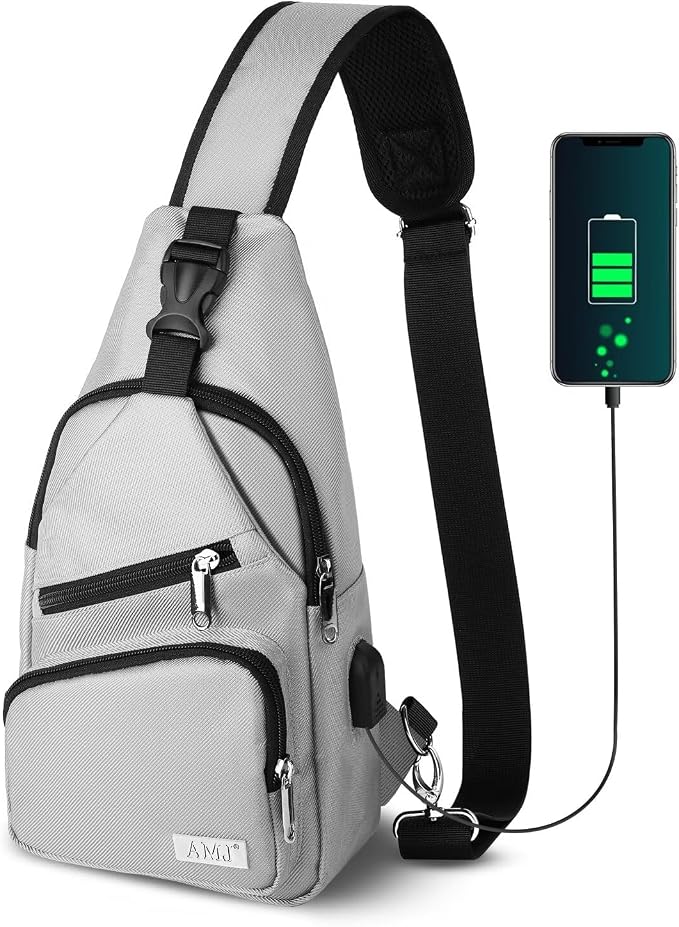 AMJ Crossbody Sling Bag Men Women, Casual Shoulder Backpack, Chest Daypack by AMJ