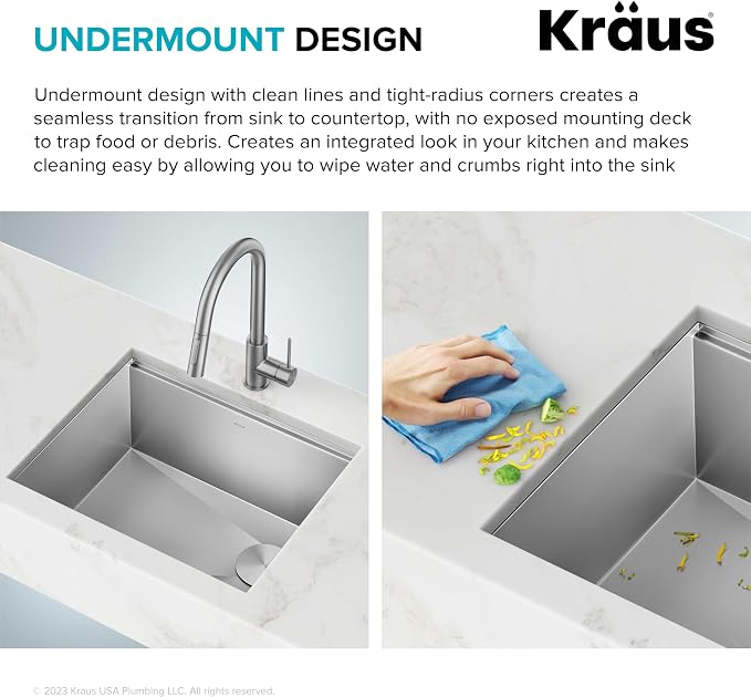 KRAUS Kore 17-Inch Undermount Workstation 16 Gauge Single Bowl Stainless Steel - Image 8