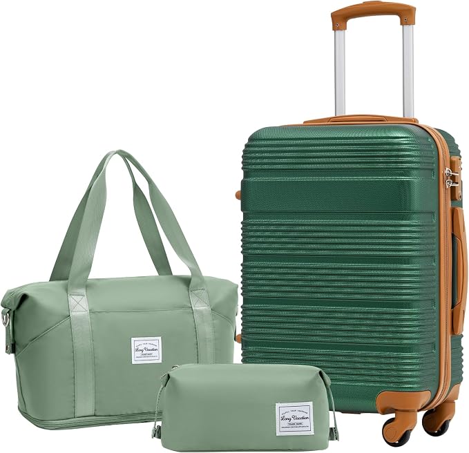LONG VACATION 3 Piece Carry On Luggage 20 Inch Suitcase by LONG+VACATION