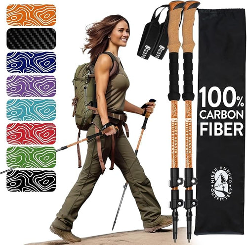 100% Carbon Fiber Trekking Poles by USA Brand by HikerHungerOutfitters