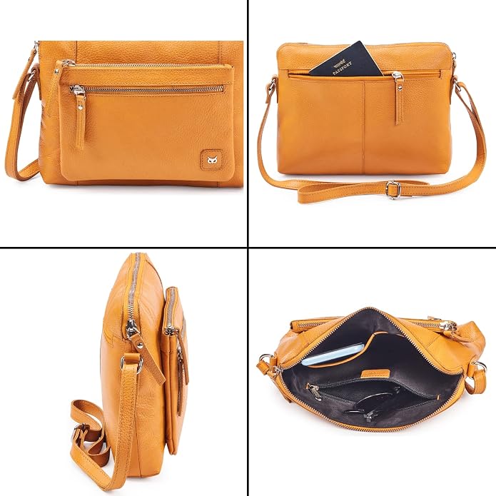 Wise Owl Accessories Small Soft Pebbled Real Leather Crossbody Handbags Purses - Image 6