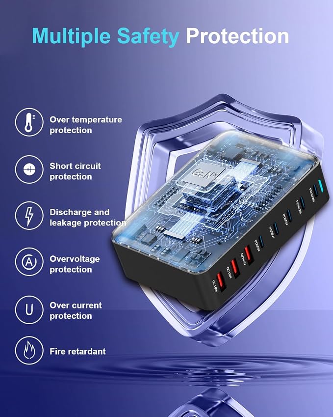440W Fast USB C GAN Charger Block 8 Port Charging Station HUB Brick Dual PD PPS - Image 6
